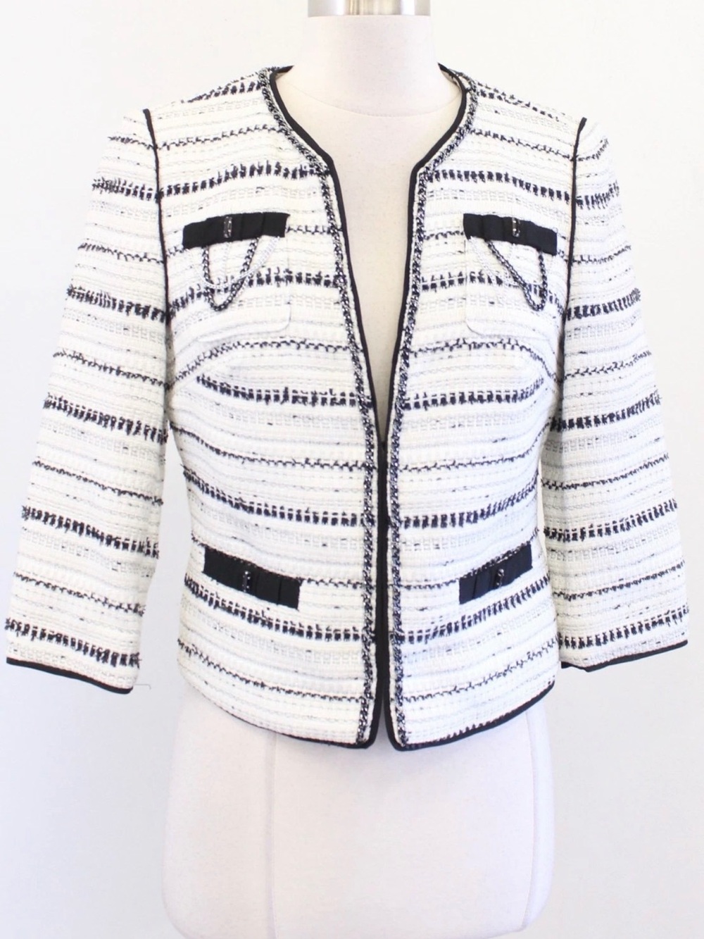 White House Black Market Novelty Tweed Jacket - Black & White